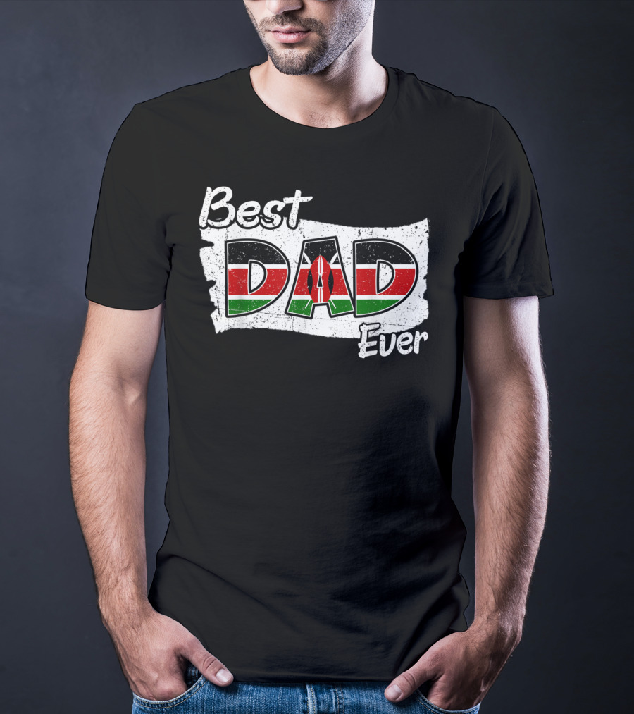 Best Dad Ever Kenyan Flag Map T-Shirt