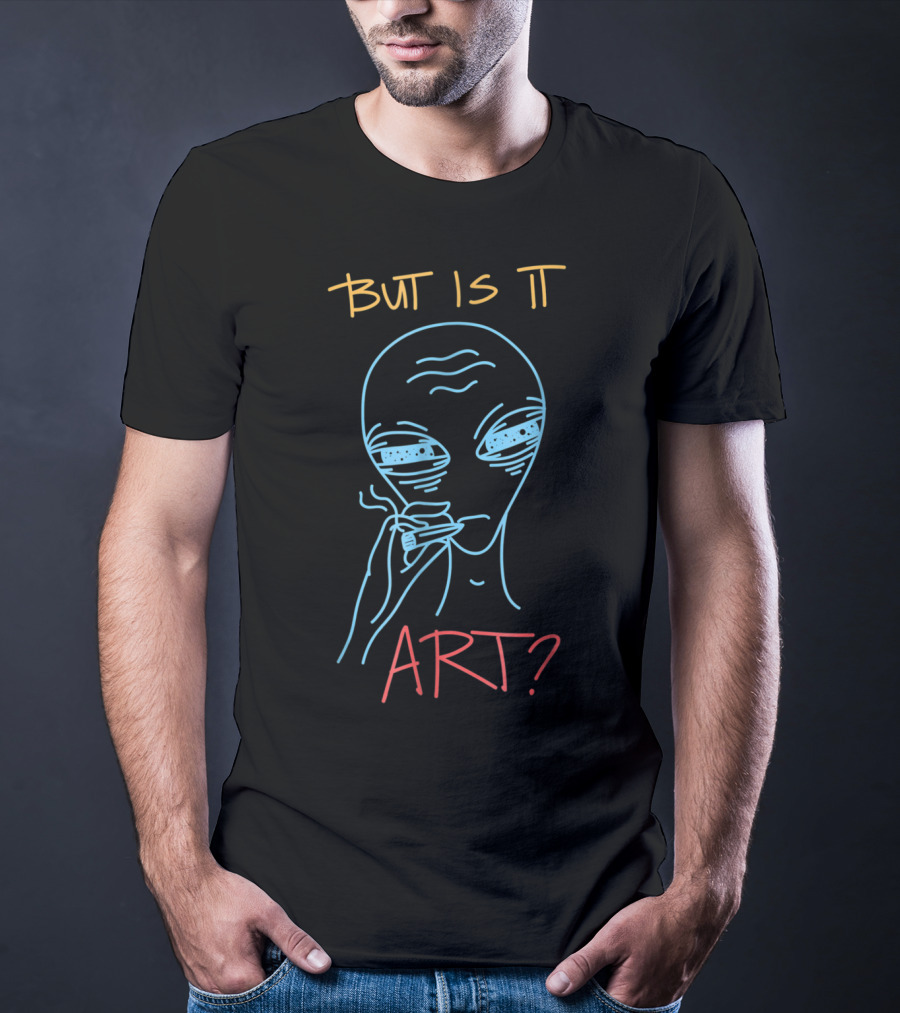 But Is It Art Alien Smoking Neon Outline T-Shirt
