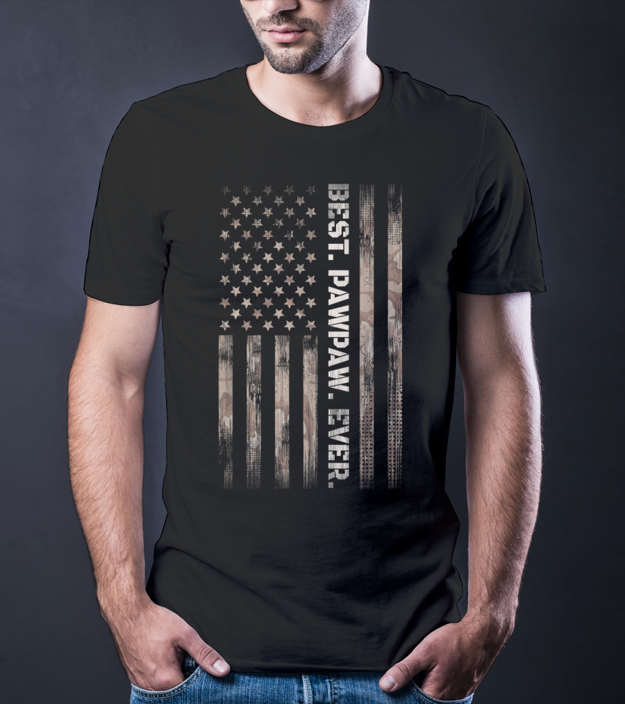 Best PAWPAW Ever Vintage American Flag Camo T-Shirt