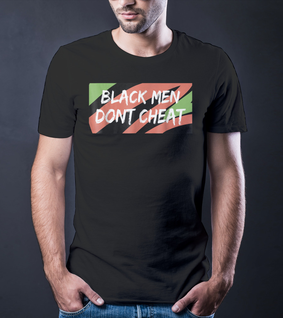 BLACK MEN DONT CHEAT Black Red Green Stripes T-Shirt