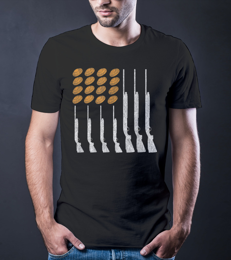 Clay Target Shooting Trap Skeet American Flag Shotguns T-Shirt