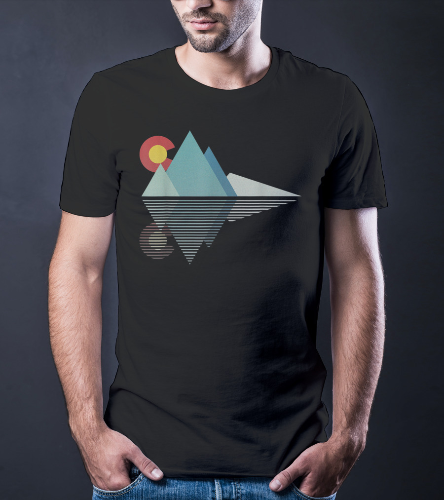 Colorado Flag Geometric Mountain Reflection T-Shirt