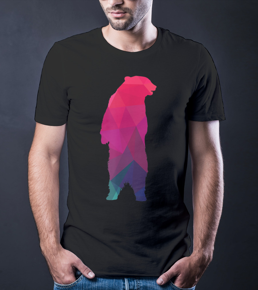 Colorful Geometric Pattern Fractal Bear T-Shirt