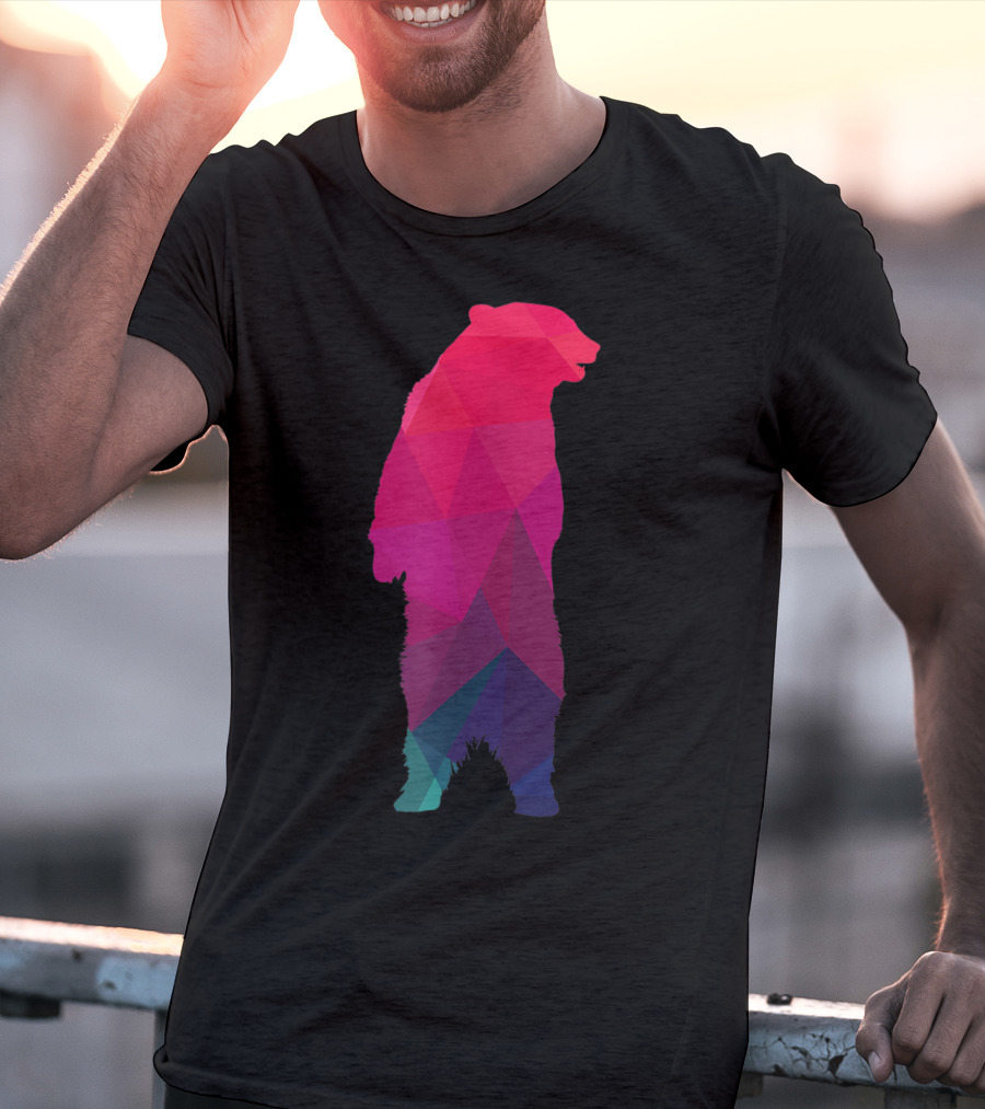 Colorful Geometric Pattern Fractal Bear T-Shirt