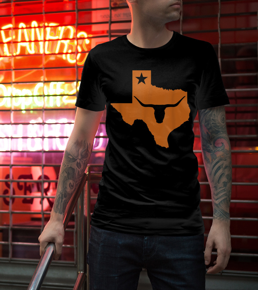 Texas Longhorn Bull Orange State Star T-Shirt