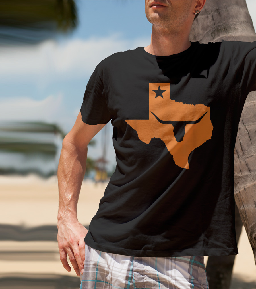 Texas Longhorn Bull Orange State Star T-Shirt