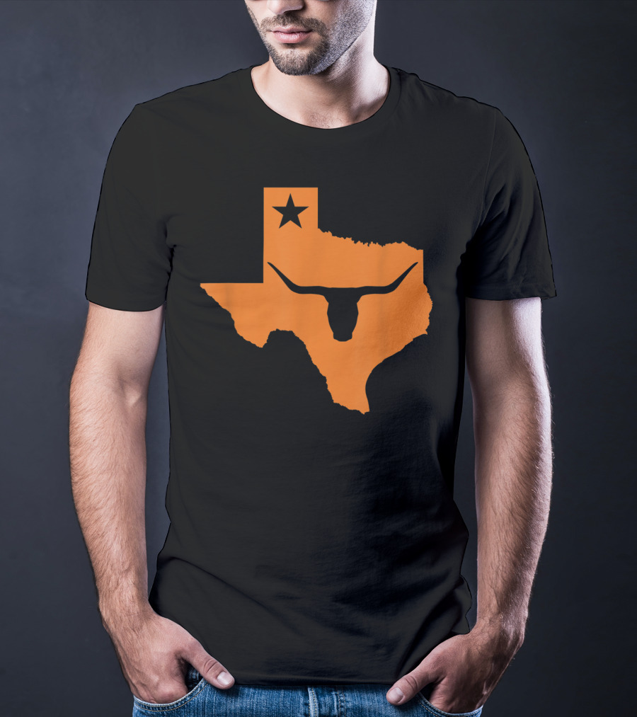 Texas Longhorn Bull Orange State Star T-Shirt