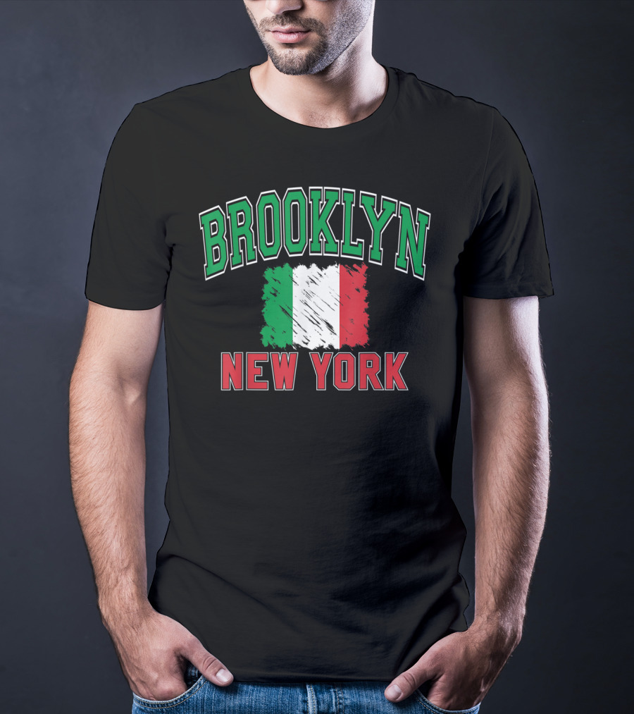 Brooklyn New York Italian Flag Varsity T-Shirt