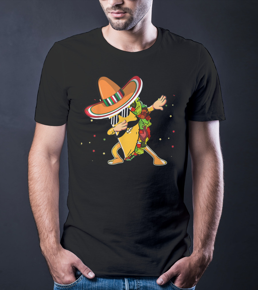 Cinco De Mayo Dabbing Taco With Sombrero Mexico Latino T-Shirt