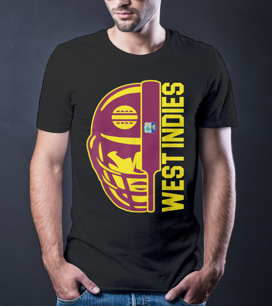 West Indies Cricket Fan Helmet Emblem With Ball And Bat T-Shirt