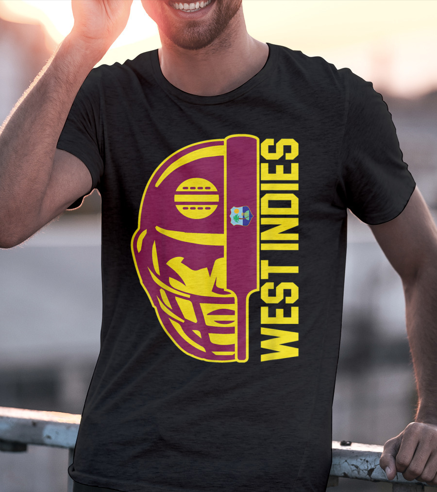 West Indies Cricket Fan Helmet Emblem With Ball And Bat T-Shirt