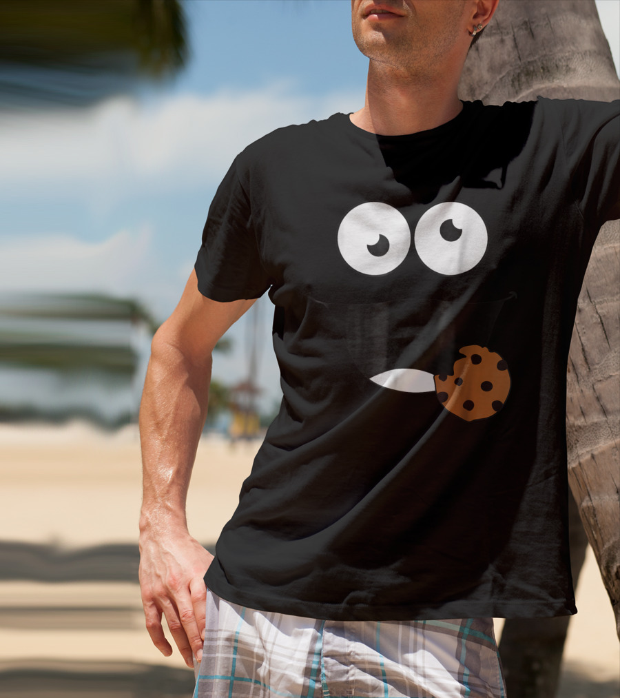 Cute Monster Cookie Funny Face Eating Cookie T-Shirt