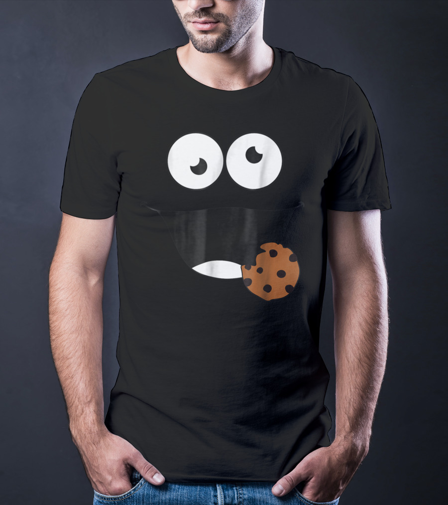 Cute Monster Cookie Funny Face Eating Cookie T-Shirt