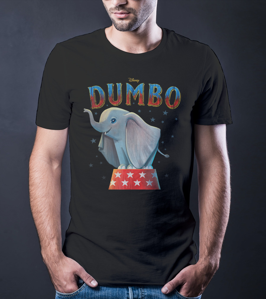 Disney Dumbo Circus Elephant On Star-Patterned Pedestal T-Shirt