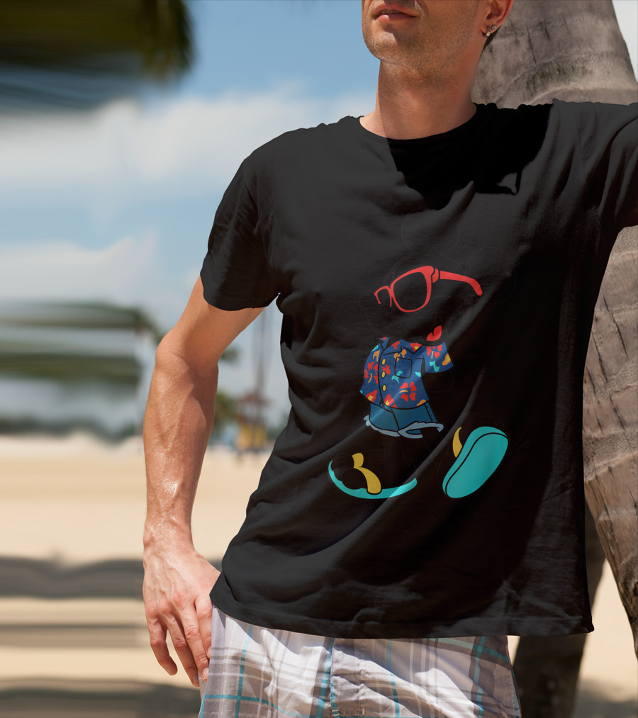 Disney Mickey Mouse Hawaiian Shirt With Sunglasses Summer T-Shirt
