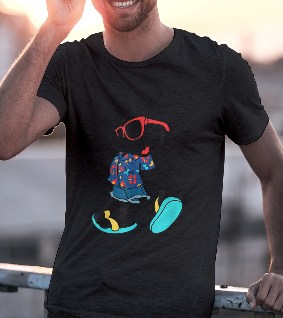 Disney Mickey Mouse Hawaiian Shirt With Sunglasses Summer T-Shirt