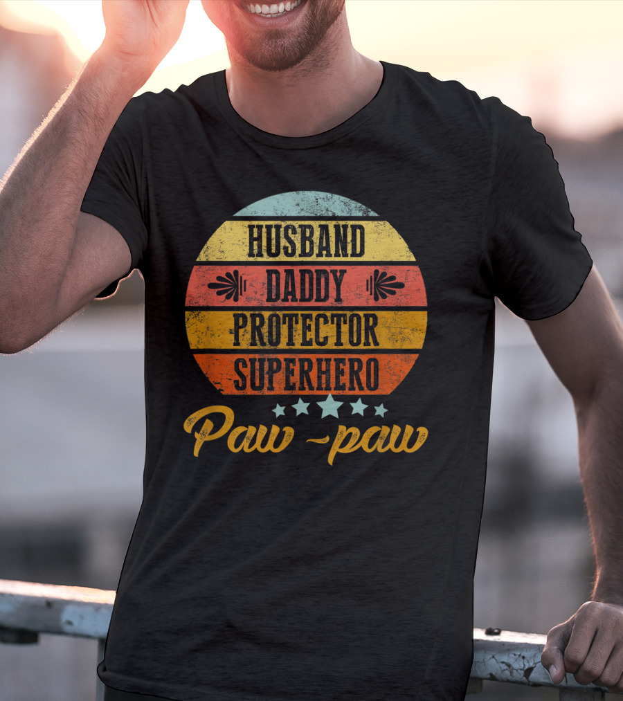 Husband Daddy Protector Superhero Paw-Paw T-Shirt