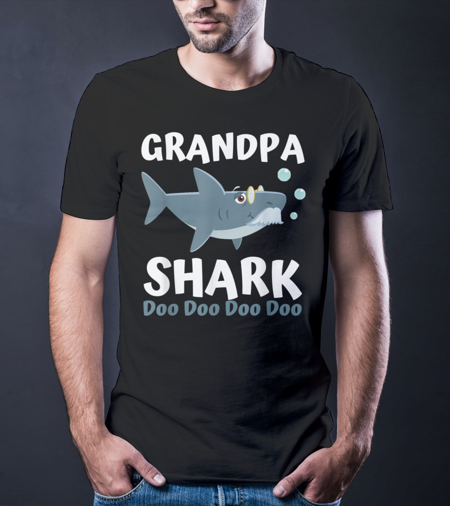 Fathers Day Grandpa Shark Doo Doo Doo Doo From Wife Kids Baby T-Shirt
