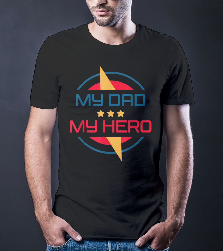 Funny Father's Day My Dad My Hero Stars Lightning T-Shirt