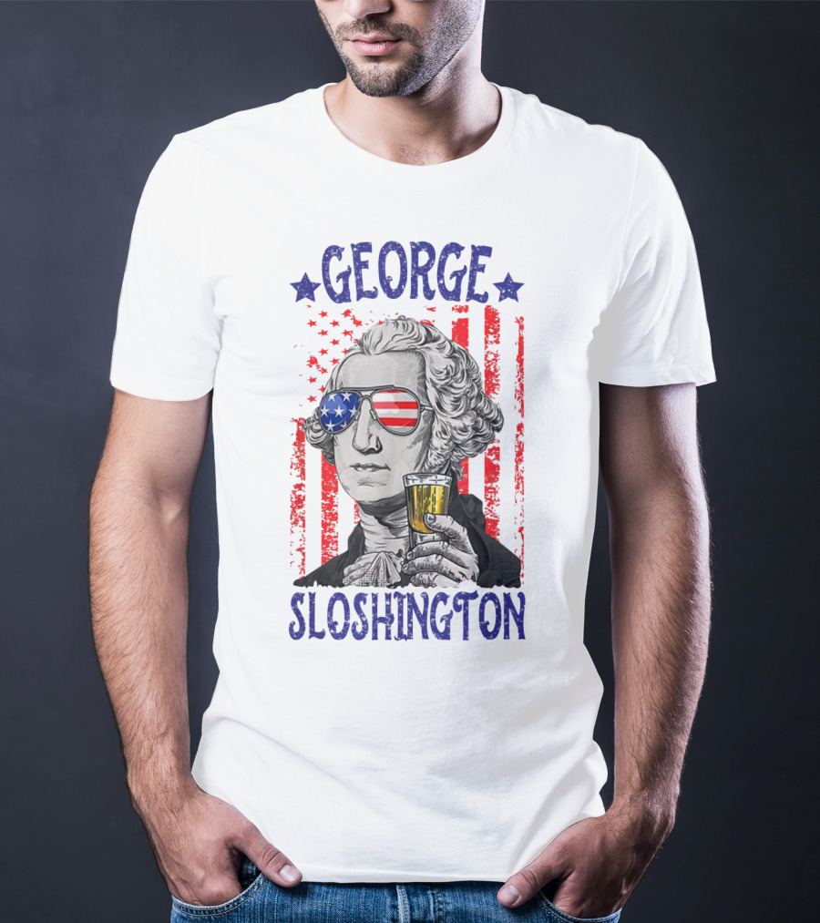 George Sloshington American Flag Beer Patriotic T-Shirt