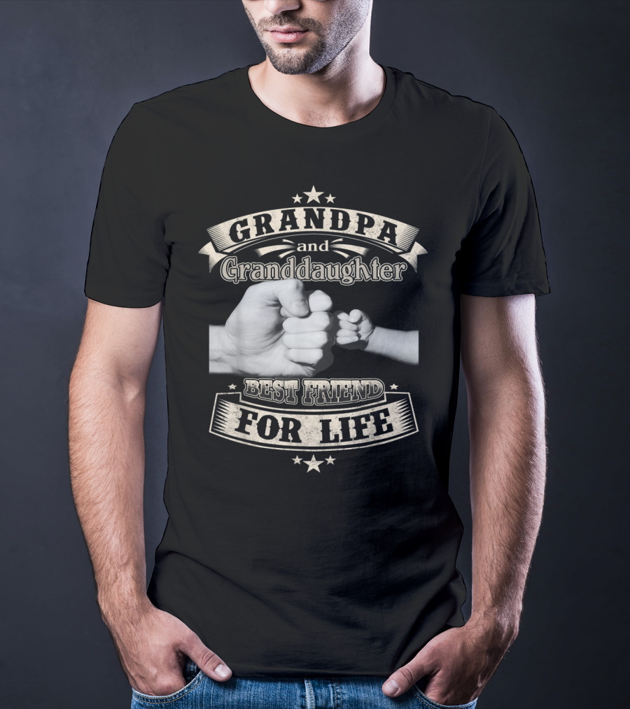 Grandpa And Granddaughter Fist Bump Best Friend For Life With Stars T-Shirt
