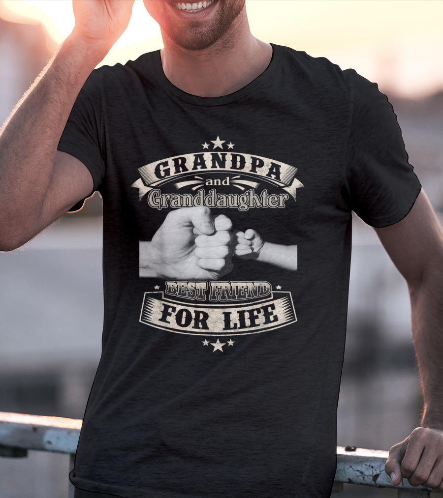 Grandpa And Granddaughter Fist Bump Best Friend For Life With Stars T-Shirt