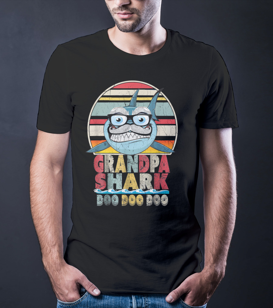 Grandpa Shark Doo Doo Doo Cute Vintage Fun T-Shirt