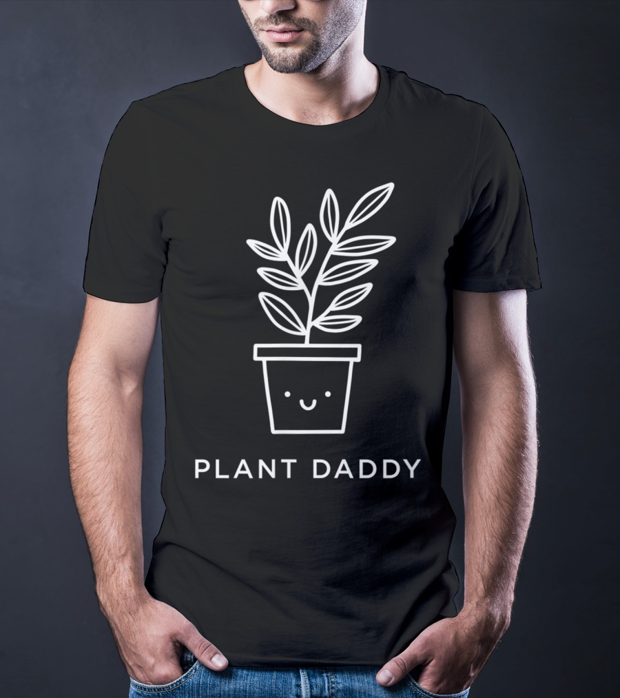 Happy Smiling Plant Daddy Pot With Leaves T-Shirt