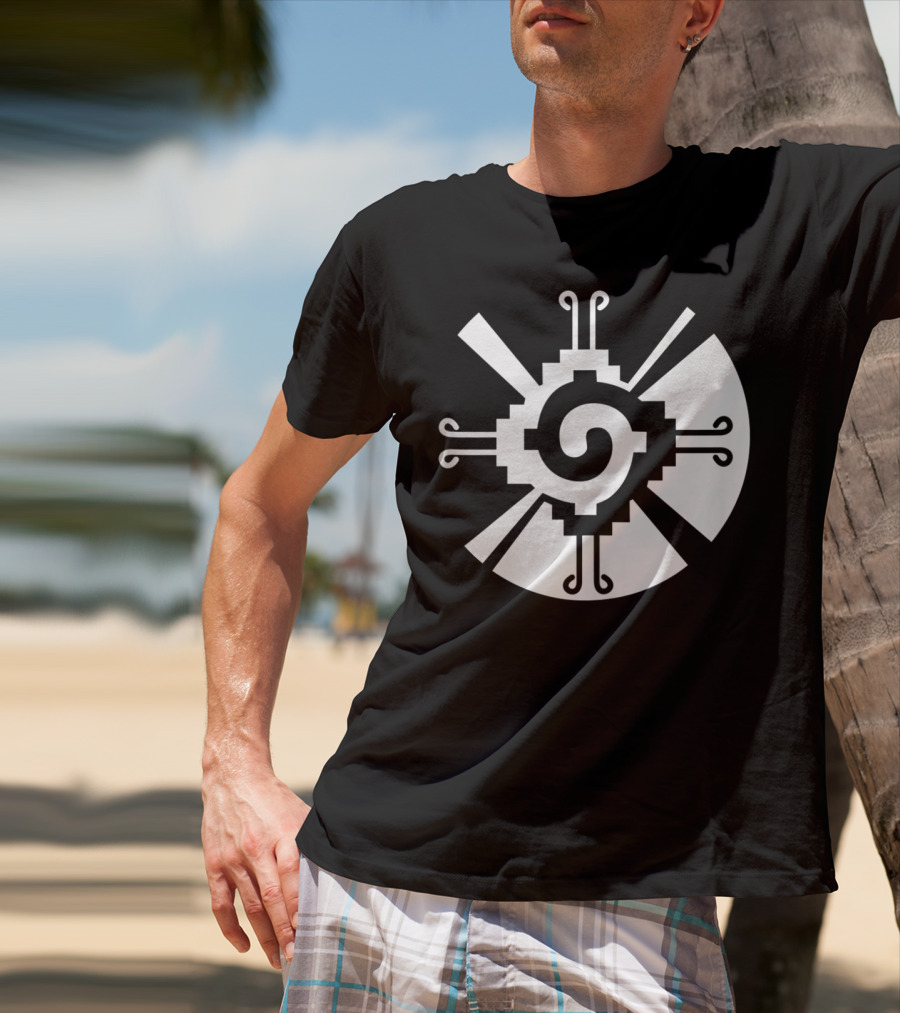 Hunab Ku Mayan Aztec Sacred Symbol Black And White Geometric T-Shirt