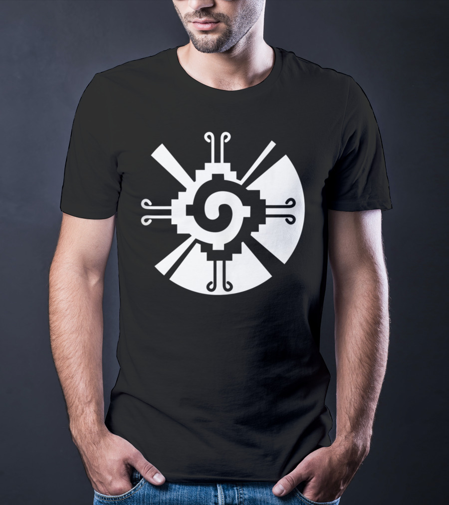 Hunab Ku Mayan Aztec Sacred Symbol Black And White Geometric T-Shirt
