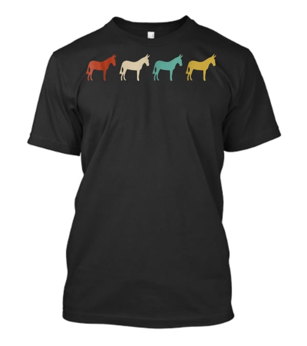 Vintage Donkey Mule Animal Silhouette Colorful Quartet T-Shirt