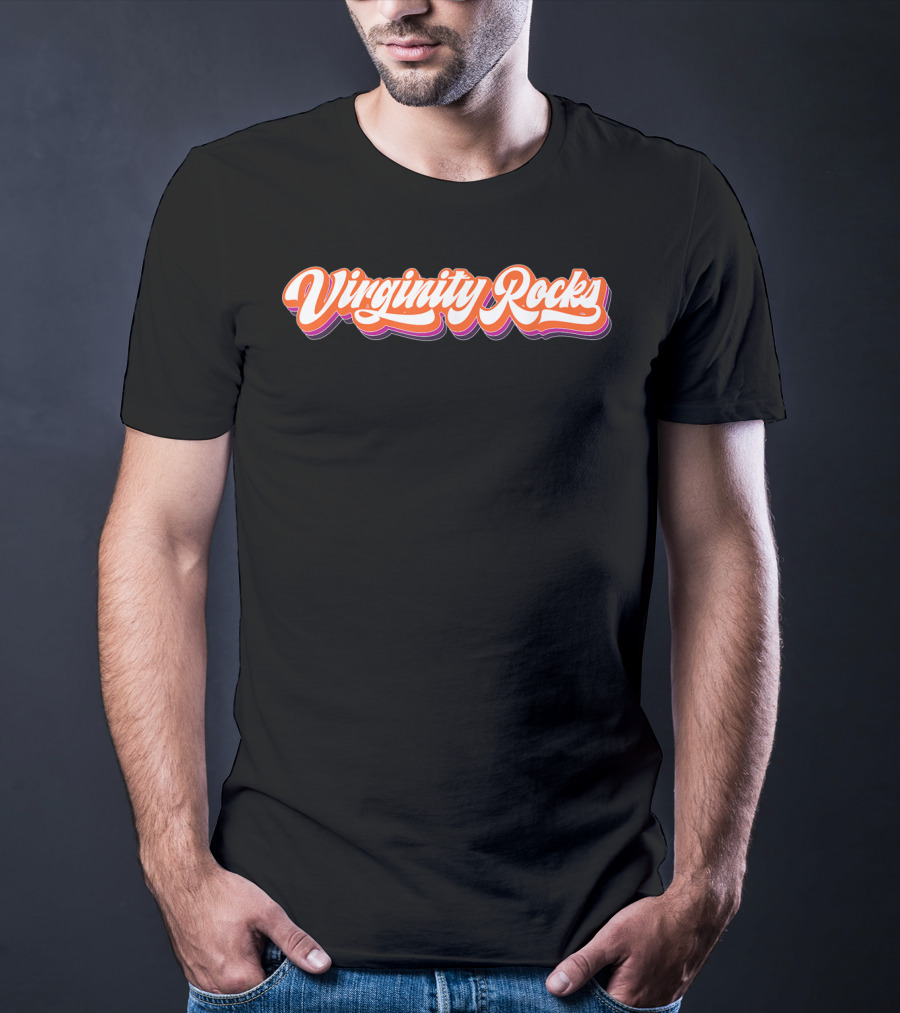 Virginity Rocks Bold Retro 70s Script T-Shirt