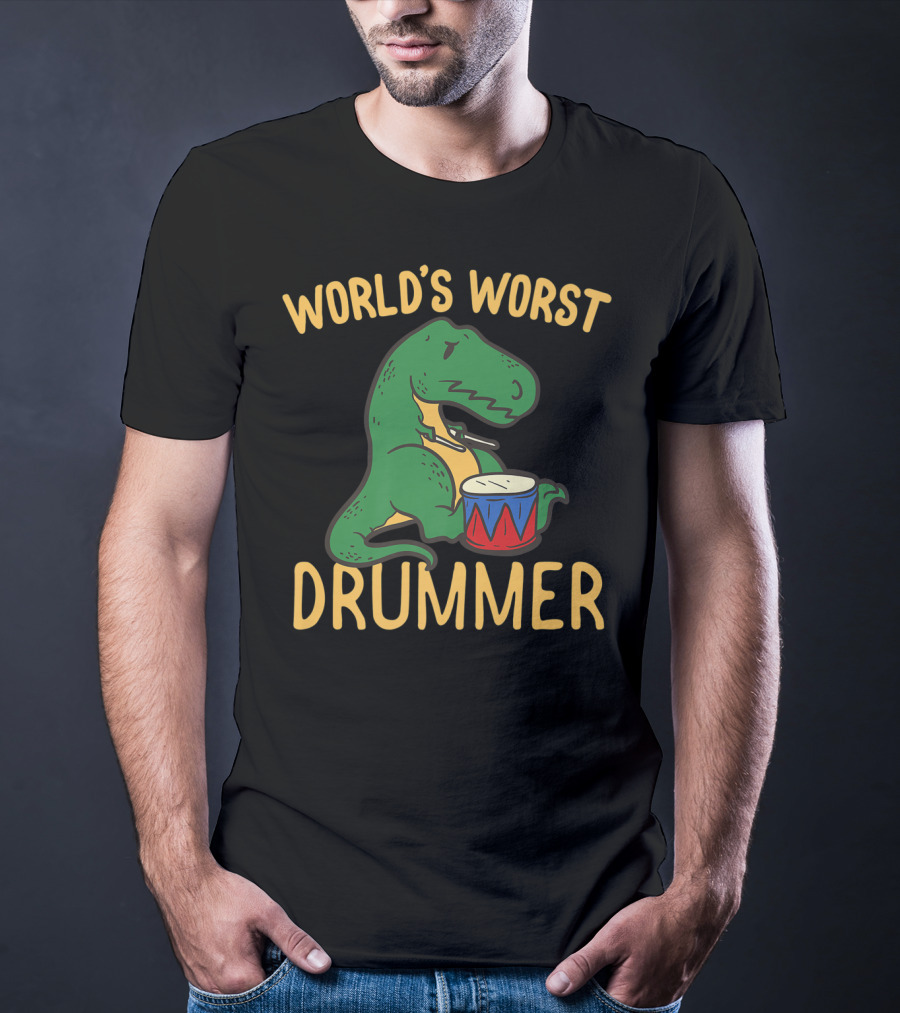 World's Worst Drummer T-Rex Drumming Dino Birt T-Shirt