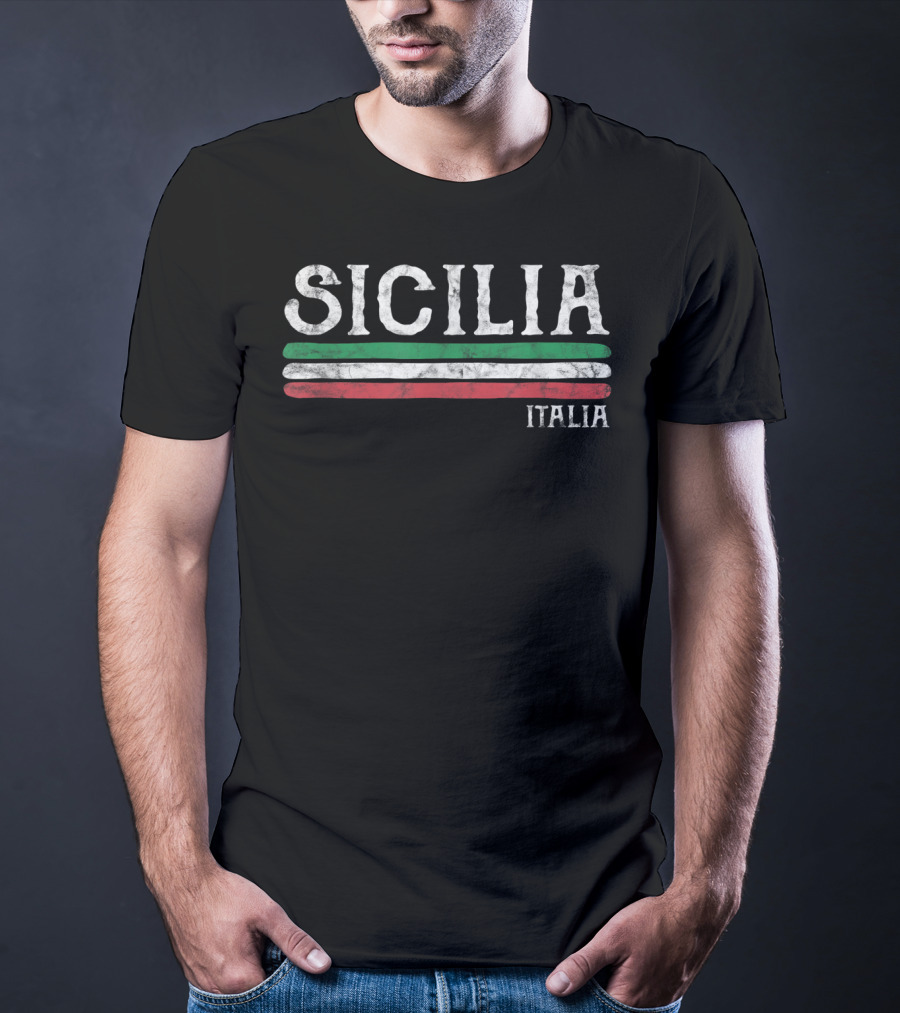 Sicilia Italia Vintage Souvenir Italian Flag T-Shirt