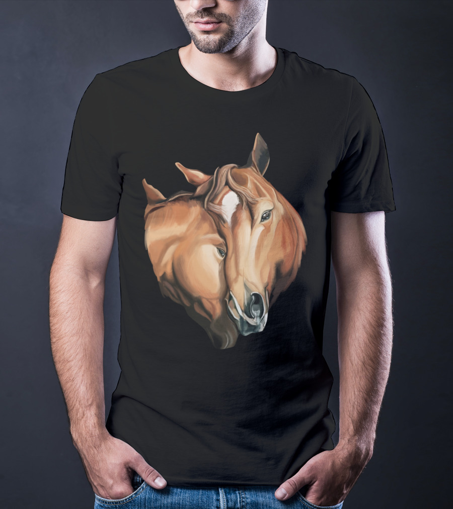 Cute Brown Horses Love Horse Affection T-Shirt