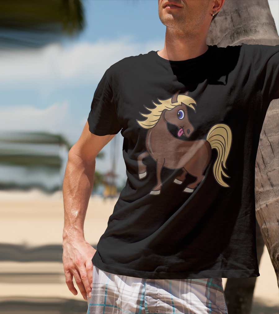 Cute Funny Brown Pony With Blonde Mane T-Shirt
