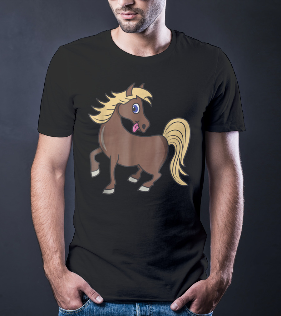 Cute Funny Brown Pony With Blonde Mane T-Shirt