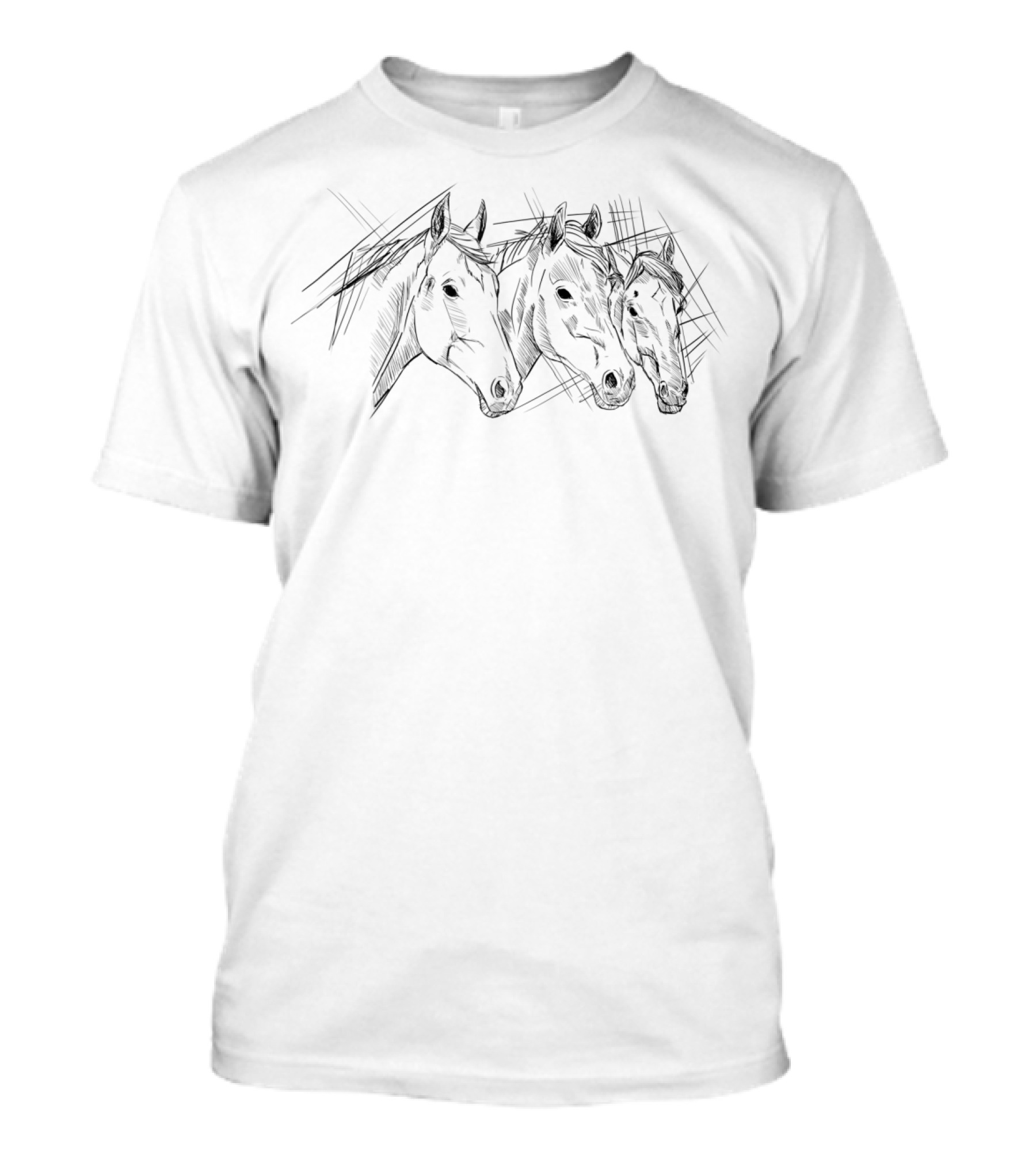Cute Hand Drawn Horse Heads Sketched Trio T-Shirt