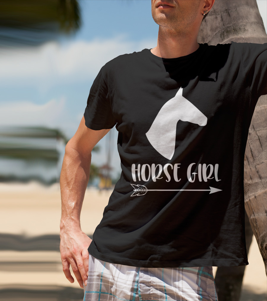 White Horse Girl Silhouette With Arrow I Love My Horses NY T-Shirt