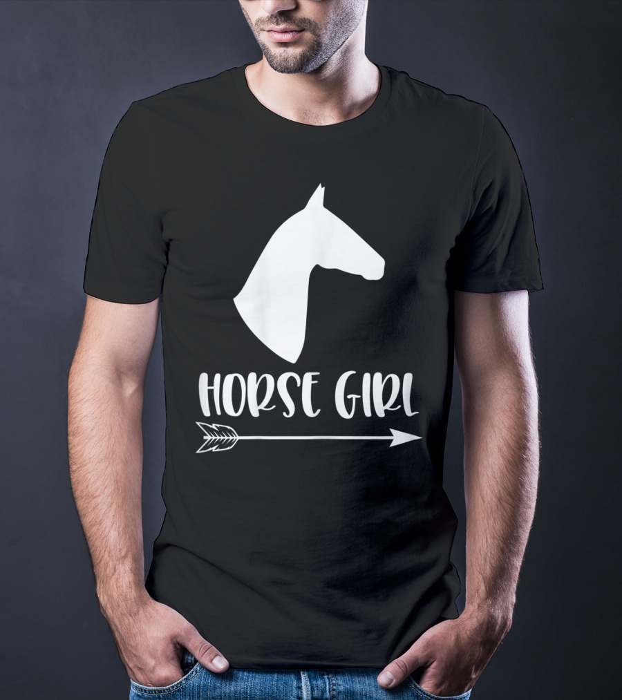 White Horse Girl Silhouette With Arrow I Love My Horses NY T-Shirt