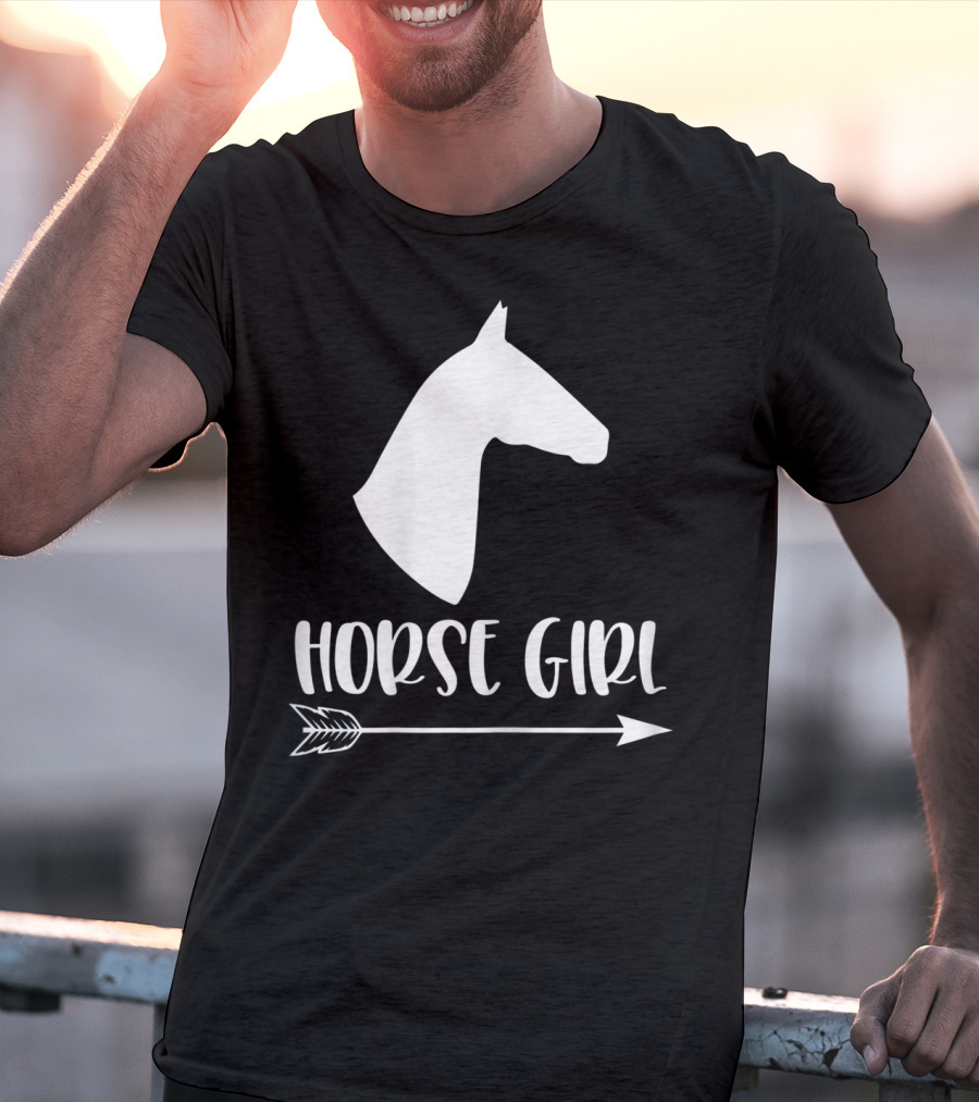White Horse Girl Silhouette With Arrow I Love My Horses NY T-Shirt
