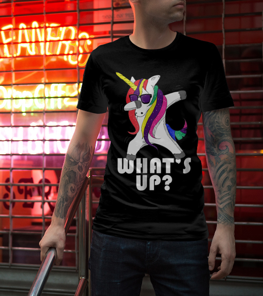 Dabbing Unicorn Rainbow Horse What's Up? T-Shirt