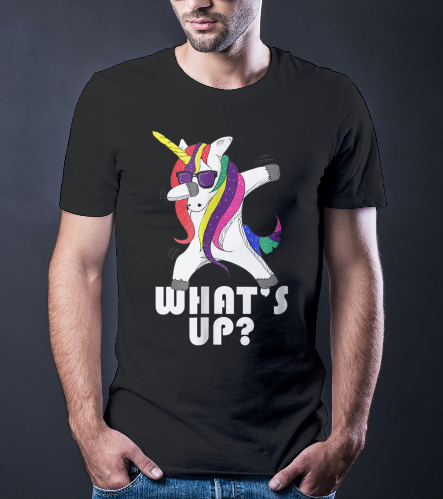 Dabbing Unicorn Rainbow Horse What's Up? T-Shirt