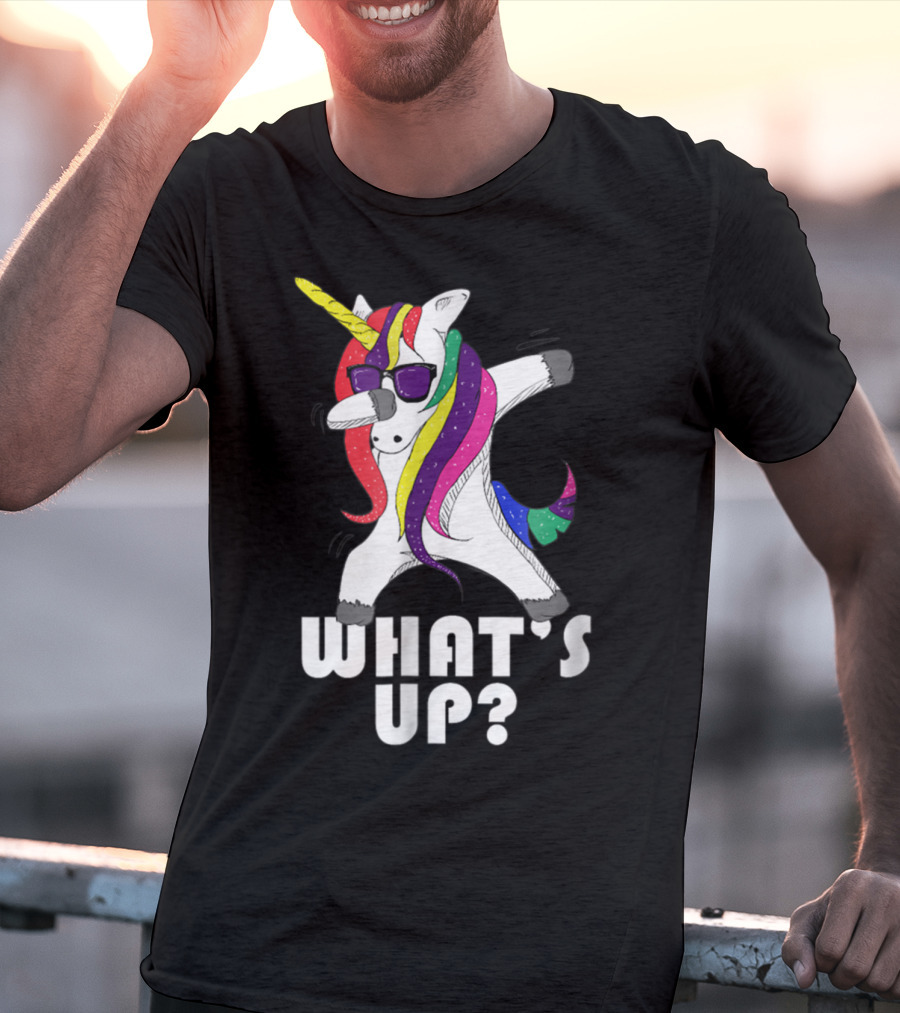 Dabbing Unicorn Rainbow Horse What's Up? T-Shirt