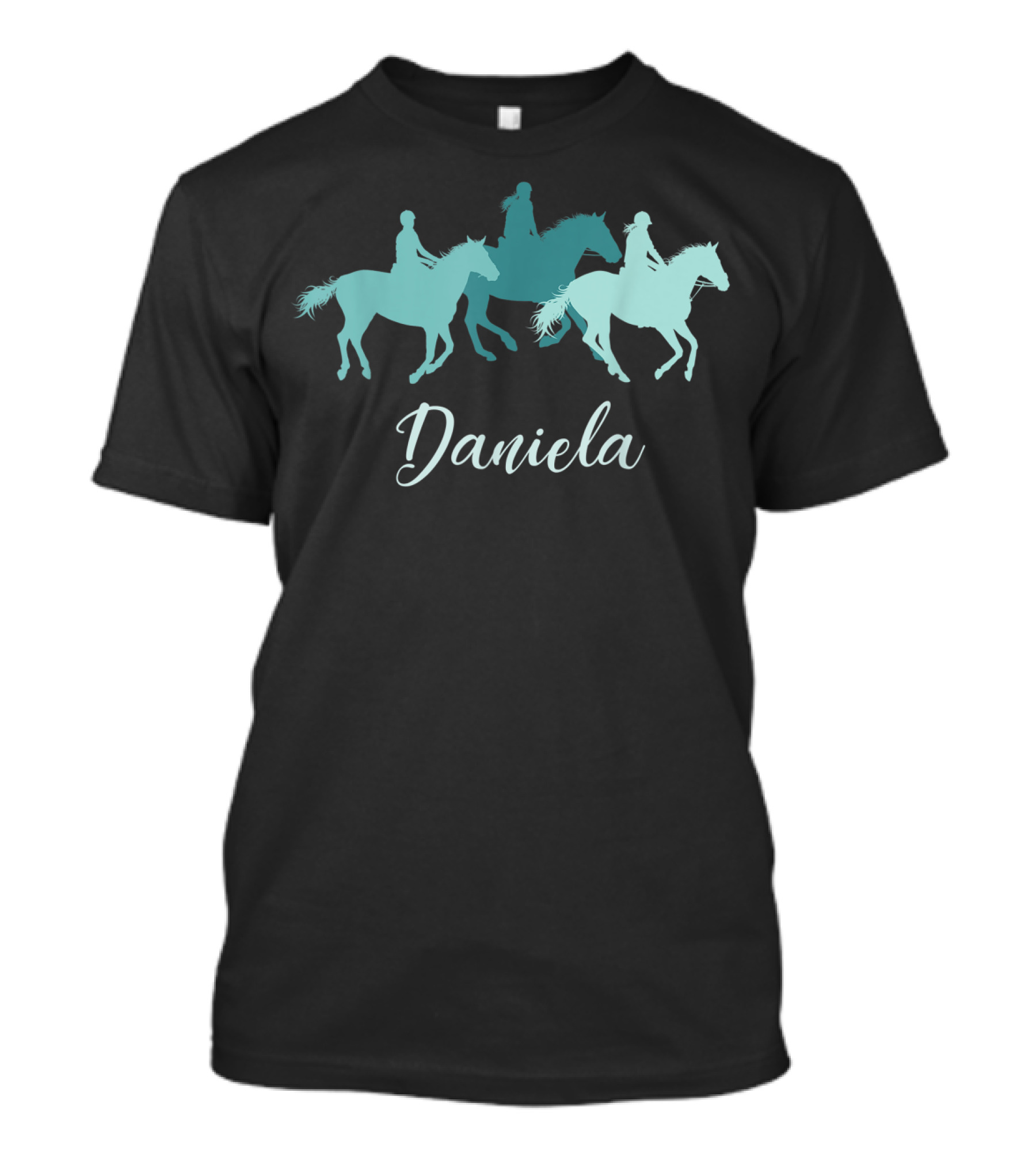 Daniela Horse Girl Rider Silhouette Personalized Name T-Shirt
