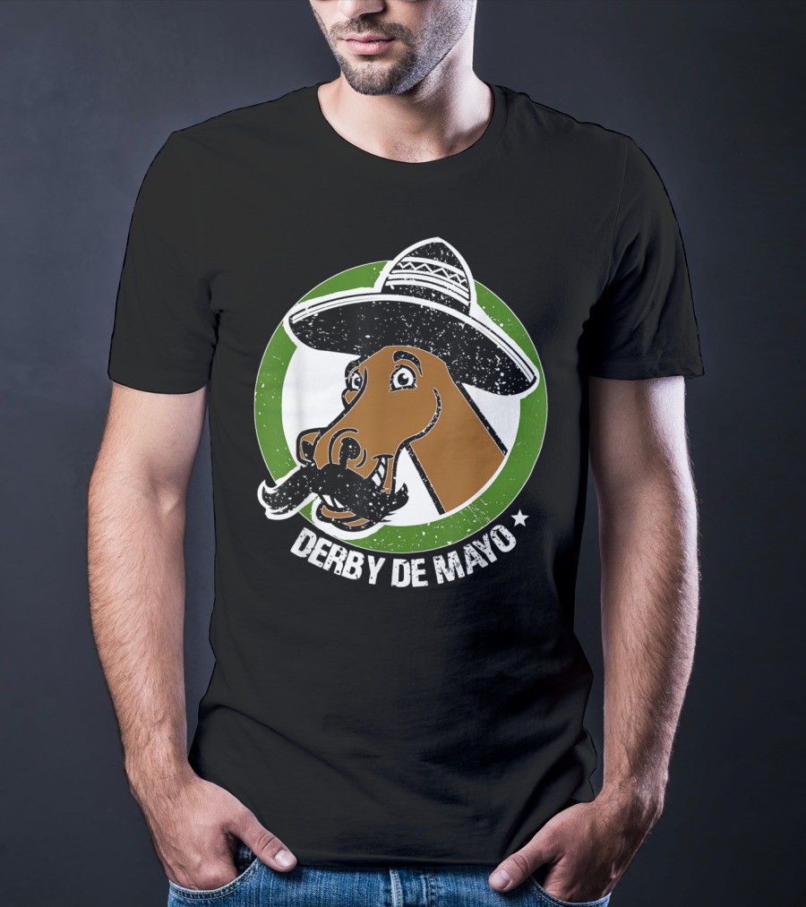 Derby De Mayo Cinco De Mayo Mustached Horse In Sombrero T-Shirt