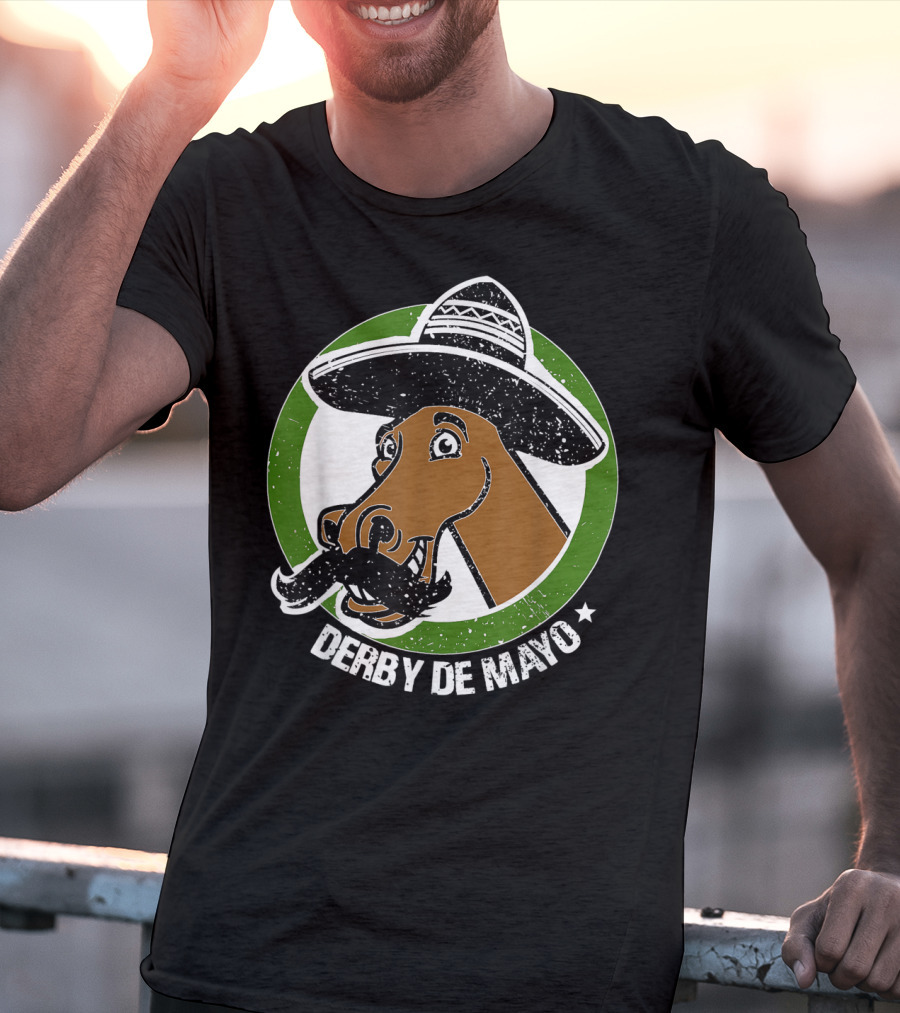 Derby De Mayo Cinco De Mayo Mustached Horse In Sombrero T-Shirt