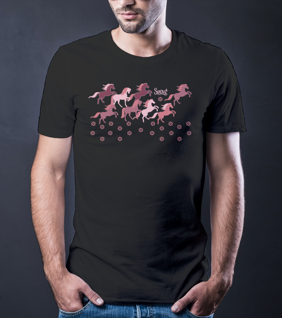 Spirit Riding Free Horses And Flowers T-Shirt