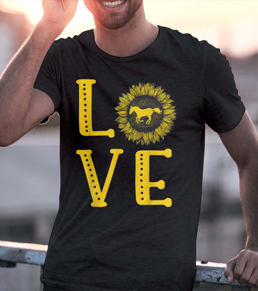 Love Sunflower Horse Lovers Cute Horse Girl T-Shirt