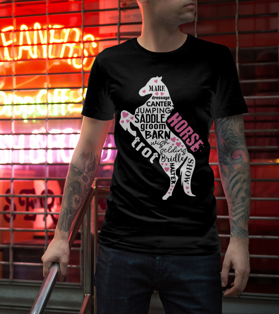 Dancing Horse Riding Girls Equestrian Mare Dressage Canter Jumping Saddle Barn Horse Show T-Shirt